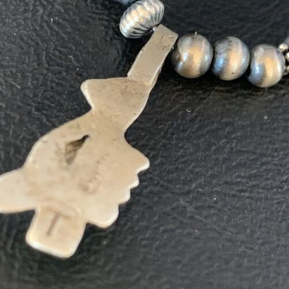 Navajo Blue Turquoise Inlay Pendant Necklace | Sterling Silver | Native American Handmade | 13837