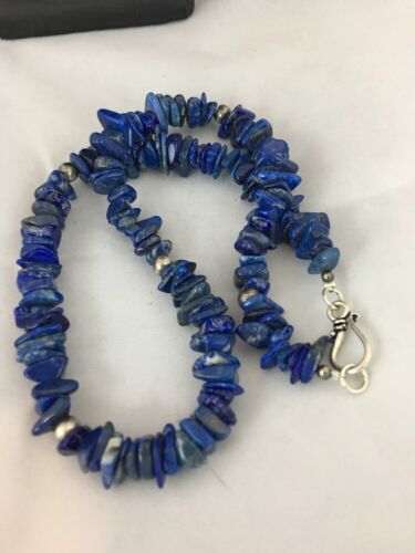 Men's Lapis Lazuli Necklace | Navajo Sterling Silver | Authentic Native American Handmade | 18" | 8066