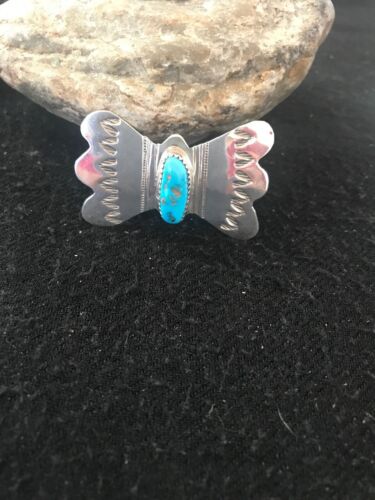 Kingman Turquoise Pin | Navajo Sterling Silver | Authentic Native American | 8666