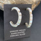 Navajo White Opal Inlay Hoop Earrings | Sterling Silver | 1" | Authentic Native American Handmade | 12128
