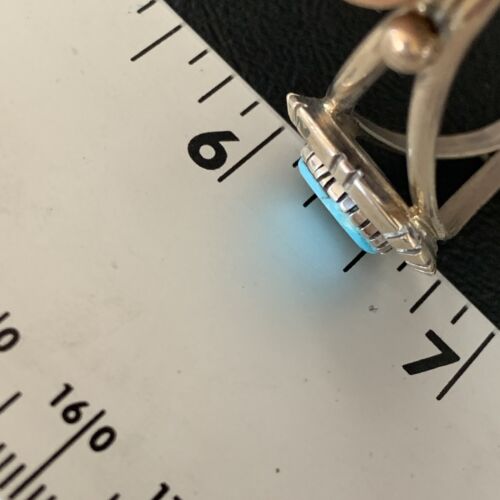 Handmade Women's Sterling Silver Blue Kingman Turquoise Cuff Wire Bracelet | 12878