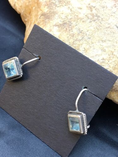 Navajo Blue Topaz Earrings | Sterling Silver | Authentic Native American Handmade | 8989