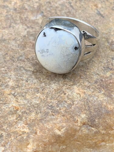 Native American White Buffalo Turquoise Ring | Navajo Sterling Silver | Sz 8.5 | 4646