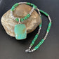 Navajo Green Turquoise Pendant Necklace | Sterling Silver Beads | Authentic Native American Handmade | 13304
