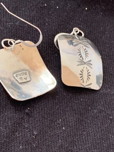 Native American Navajo Sterling Silver Stamped Earrings | Authentic Handmade | 4835