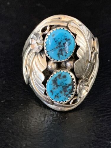 Navajo Kingman Turquoise Multi-Stone Ring | Authentic Native American Sterling Silver | Sz 11 | 14178