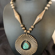 Navajo Old Pawn Blue Kingman Turquoise Pendant | Sterling Silver | 22" Necklace | 10399