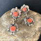 Native American Handmade Navajo Red Spiny Oyster Dangle Earrings | Sterling Silver | 2064