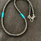Navajo Blue Turquoise Heishi Onyx Necklace | Sterling Silver | Authentic Native American Handmade | 19" | 8823