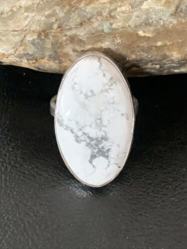 Southwestern Women's Navajo White Howlite Ring | Sterling Silver | Sz 9.5 | 11608