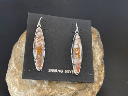 Navajo Pearls Wild Horse Turquoise Earrings | Sterling Silver | Authentic Native American Handmade | 1890