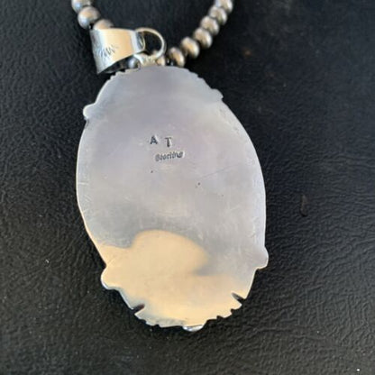 Navajo Bumblebee Jasper Pendant Necklace | Sterling Silver | Authentic Native American Handmade | 14200