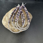 Native American Sugilite Heishi Bead Earrings | Sterling Silver | 4" | 14316