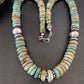 Navajo Pearls Green Turquoise Necklace | Sterling Silver | Authentic Native American | 21" | 12329