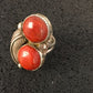 Navajo Apple Coral Sponge Ring | Sterling Silver Multi-Stone | Sz 9.25 | Native American Handmade |  8857