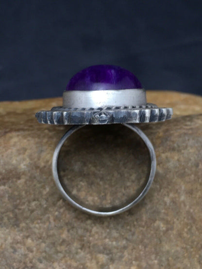 Native American Sugilite Navajo Ring | Sterling Silver | Sz 7.5 | 4189