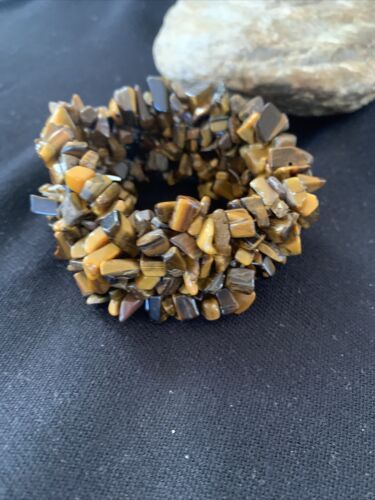 Native American Multi-Stone Bracelet | Tiger's Eye & Coffee Bead | Stretchable | Handmade | 1409