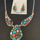Navajo Multi-Color Turquoise Spiny Necklace & Earring Set | Sterling Silver | 2105