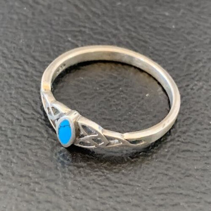 Southwestern Old Pawn Navajo Blue Turquoise Ring | Sterling Silver | Sz 7 | 10876
