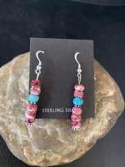 Native American Navajo Purple Spiny Oyster Bead Earrings | Sterling Silver | 13674