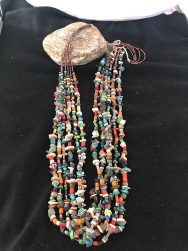 Native American Santo Domingo Multi-Stone Bead Necklace | 36" | 1254