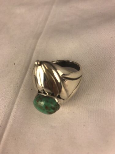 Native American Green Turquoise Ring | Sterling Silver | Sz 11 | 3439