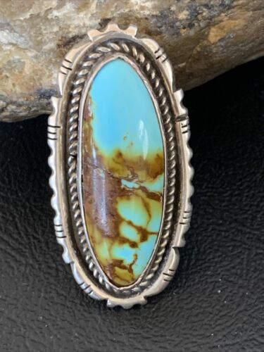 Native American Navajo Sterling Silver Turquoise #8 Ring | Sz 8.5 | 12065