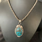 Navajo Spiderweb Turquoise Pendant Necklace | Sterling Silver | 2.25" | Authentic Native American Handmade | 14061