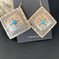 Navajo Blue Turquoise Earrings | Stamped Sterling Silver | Authentic Native American Handmade | 12912