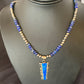 Navajo Pearls Necklace with Blue Lapis Opal Inlay Pendant | Sterling Silver | Authentic Native American Handmade | 11632