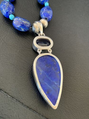 Men's Navajo Blue Lapis Topaz Turquoise Necklace Pendant | Sterling Silver | 20" | 10273