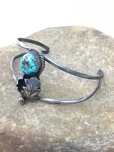 Navajo Blue Turquoise Bracelet | Sterling Silver | Authentic Native American Handmade | 4416