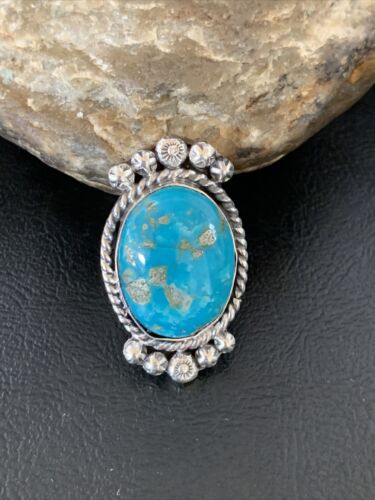Navajo Blue Kingman Turquoise Ring | Sterling Silver | Sz 7.5 | Authentic Native American Handmade | 13381