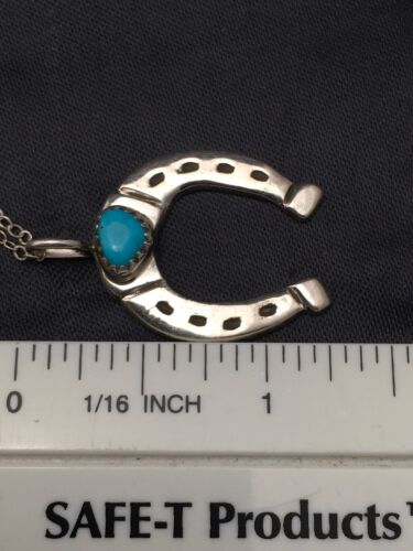 Navajo Blue Turquoise Naja Pendant Necklace | Sterling Silver Chain | Authentic Native American Handmade | 4466