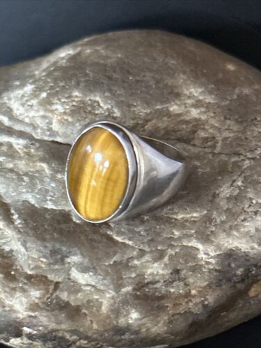 Native American Coffee Tiger's Eye Ring | Sterling Silver | Sz 9 | 14269