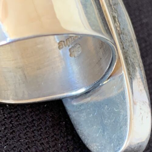 Navajo Men's White Black Cinnabrite Ring | Sterling Silver | Sz 7.5 | Authentic Native American Handmade | 1553