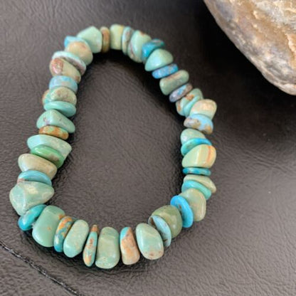 Men's Women's Stretch Bracelet | Blue Green Turquoise Stone | 7" | 11827