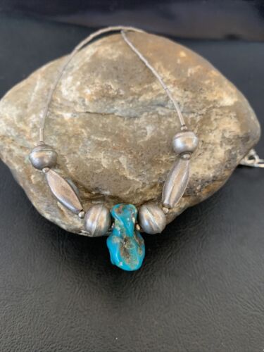 Southwestern Old Pawn Navajo Turquoise Heishi Pendant | Sterling Silver | 16" Chain | 1690