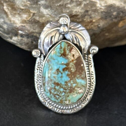 Navajo Blue Turquoise Ring | Sterling Silver | Sz 9 | Authentic Native American Handmade | 14288