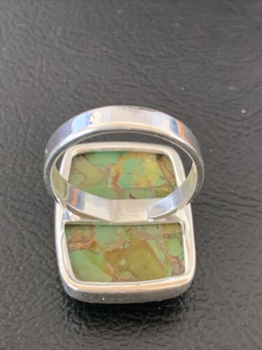Adjustable Navajo Green Mojave Turquoise Ring | Sterling Silver | Sz 8 | Authentic Native American Handmade | 11785