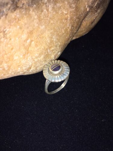 Navajo Women's Black Onyx & Tiger's Eye Pearl Ring | Authentic Native American Sterling Silver | Multi-Stone | Sz 6 | 1740