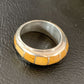Navajo Yellow Gold Turquoise Inlay Ring | Sterling Silver | Sz 6.5 | Authentic Native American Handmade | 10354