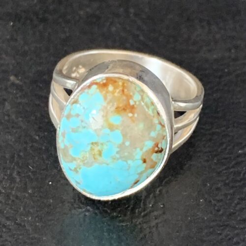 Southwestern Navajo Blue #8 Turquoise Ring | Sterling Silver | Sz 6 | Authentic Native American Handmade | 14033