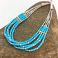 Blue Turquoise Heishi Liquid Silver Bracelet | Sterling Silver | 7" | 5-Strand | 13596
