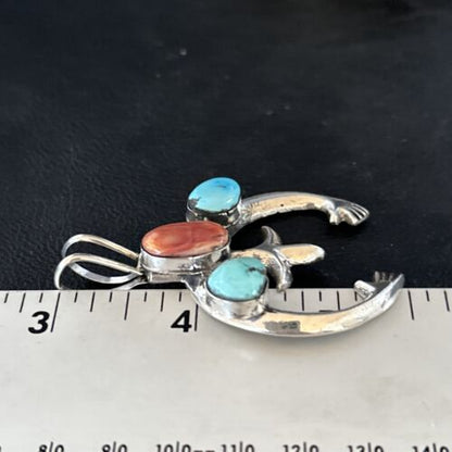 Navajo Sterling Silver Blue Turquoise Purple Spiny Oyster Naja Pendant | Authentic Native American Handmade | 14678