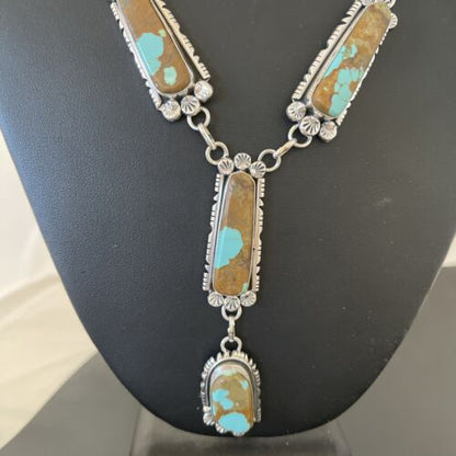 Navajo Turquoise #8 Lariat Necklace | Authentic Native American Sterling Silver | Handmade | 1110