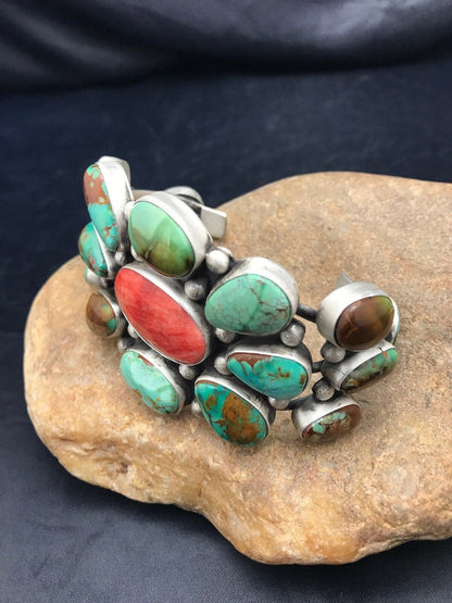 Navajo Royston Turquoise Bracelet | Sterling Silver | Authentic Native American Handmade | 1052
