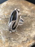 Native American Indian Design Black Onyx Ring | Sterling Silver | Sz 6.5 | 10796