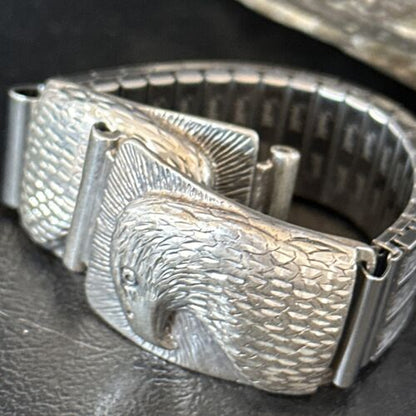 Navajo Eagle Head Sterling Silver Wrist-Watch Tips | Authentic Native American Jewelry | 14400
