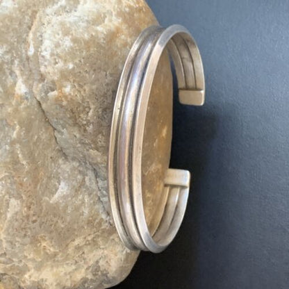 Navajo Stamped Cuff Bracelet | Sterling Silver | Authentic Native American Handmade | 1604 - Masha USA